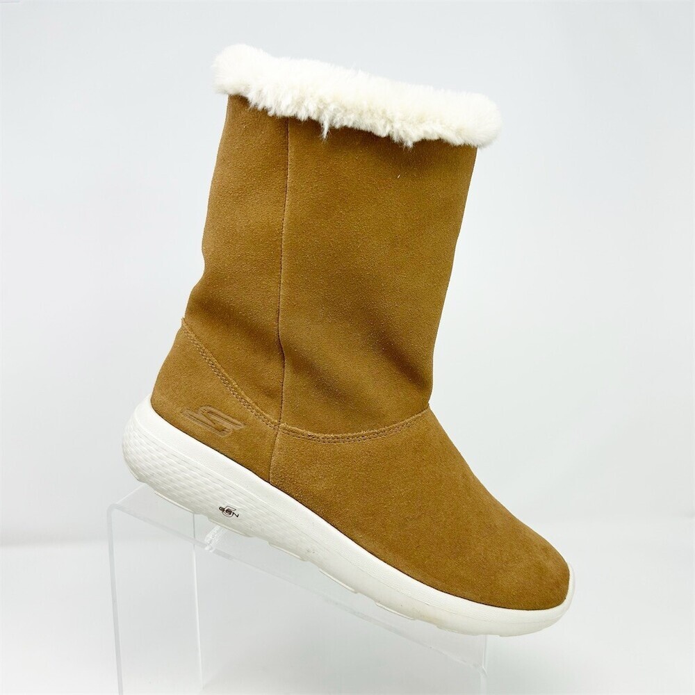 Skechers On-the-GO Joy Cozy Womens Mid-Calf Winter Boots Brown Faux Fur Size 9
